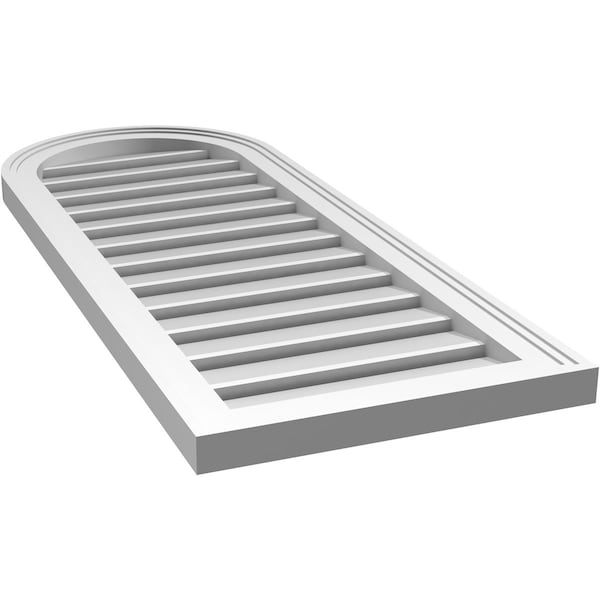 Ekena Millwork Round Top Surface Mount PVC Gable Vent: Functional, w/ 2"W x 1-1/2"P Brickmould Frame, 16"W x 40"H - GVPRT16X4002SF