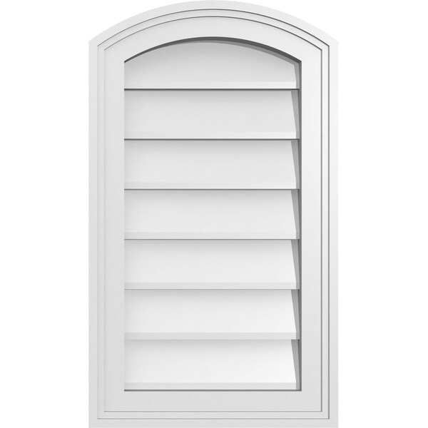 Ekena Millwork Arch Top Surface Mount PVC Gable Vent: Functional, w/ 2"W x 1-1/2"P Brickmould Frame, 14"W x 24"H - GVPAR14X2402SF