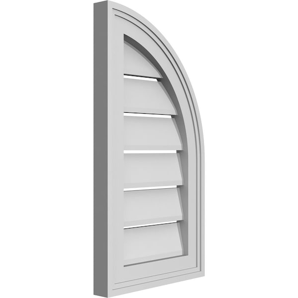 Ekena Millwork Quarter Round Top Right Surface Mount PVC Gable Vent w/ 2"W x 1-1/2"P Brickmould Frame, 12"W x 22"H - GVPQR12X2202SF