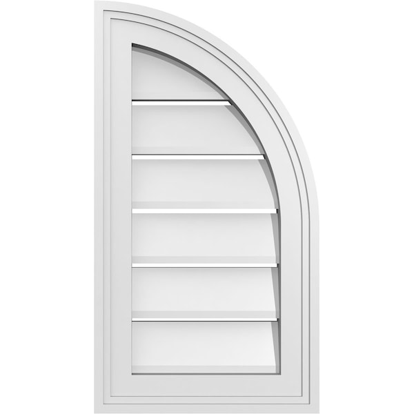 Ekena Millwork Quarter Round Top Right Surface Mount PVC Gable Vent w/ 2"W x 1-1/2"P Brickmould Frame, 12"W x 22"H - GVPQR12X2202SF