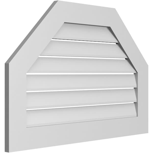 Ekena Millwork Octagonal Top Surface Mount PVC Gable Vent: Functional, w/ 3-1/2"W x 1"P Standard Frame, 36"W x 24"H - GVPOT36X2401SF