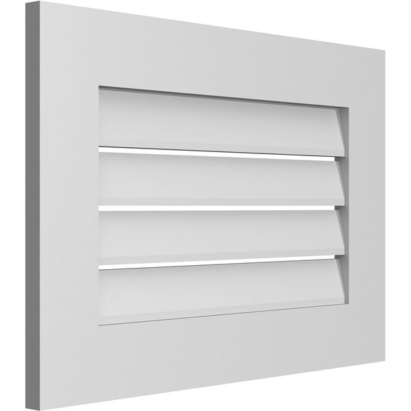 Ekena Millwork Vertical Surface Mount PVC Gable Vent: Functional, w/ 3-1/2"W x 1"P Standard Frame, 26"W x 18"H - GVPVE26X1801SF