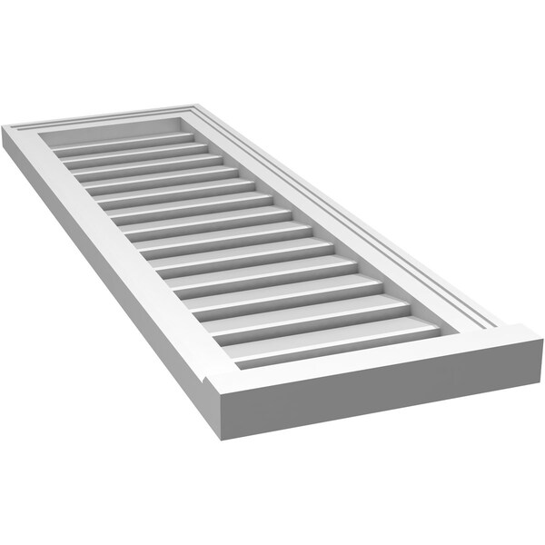 Ekena Millwork Vertical Surface Mount PVC Gable Vent: Functional, w/ 2"W x 2"P Brickmould Sill Frame, 14"W x 42"H - GVPVE14X4203SF