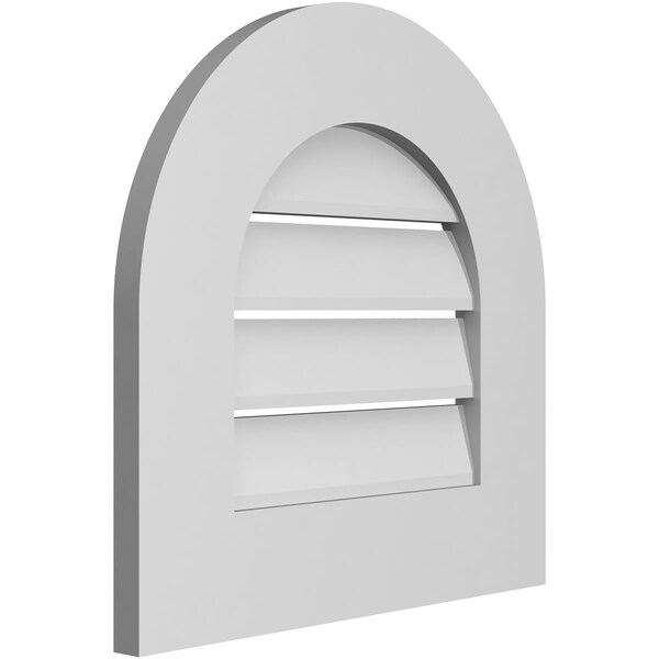 Ekena Millwork Round Top Surface Mount PVC Gable Vent: Functional, w/ 3-1/2"W x 1"P Standard Frame, 18"W x 18"H - GVPRT18X1801SF