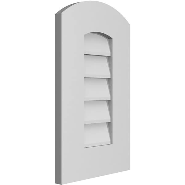 Ekena Millwork Arch Top Surface Mount PVC Gable Vent: Functional, w/ 3-1/2"W x 1"P Standard Frame, 12"W x 20"H - GVPAR12X2001SF