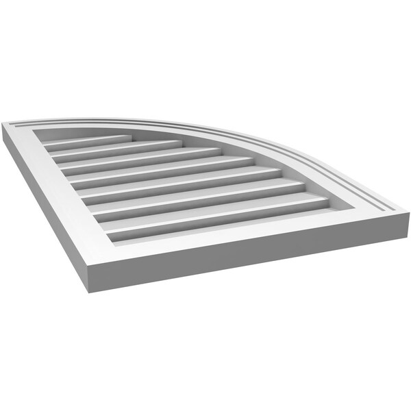 Ekena Millwork Quarter Round Top Right Surface Mount PVC Gable Vent w/ 2"W x 2"P Brickmould Sill Frame, 18"W x 26"H - GVPQR18X2603SF