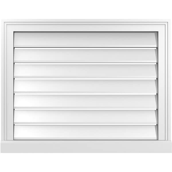 Ekena Millwork Vertical Surface Mount PVC Gable Vent: Functional, w/ 2"W x 2"P Brickmould Sill Frame, 28"W x 22"H - GVPVE28X2203SF
