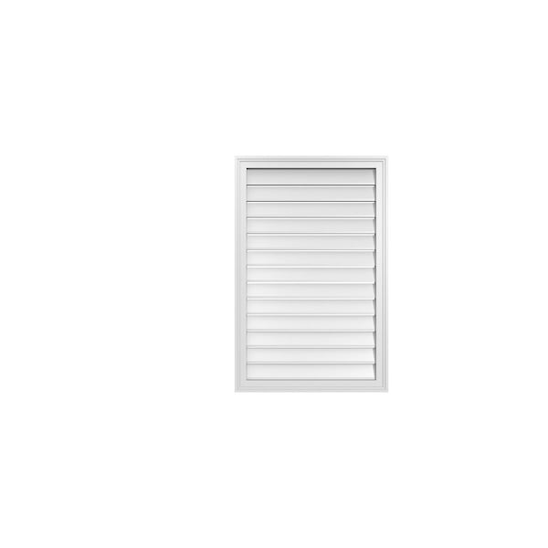 Ekena Millwork Vertical Surface Mount PVC Gable Vent: Functional, w/ 2"W x 1-1/2"P Brickmould Frame, 26"W x 40"H - GVPVE26X4002SF