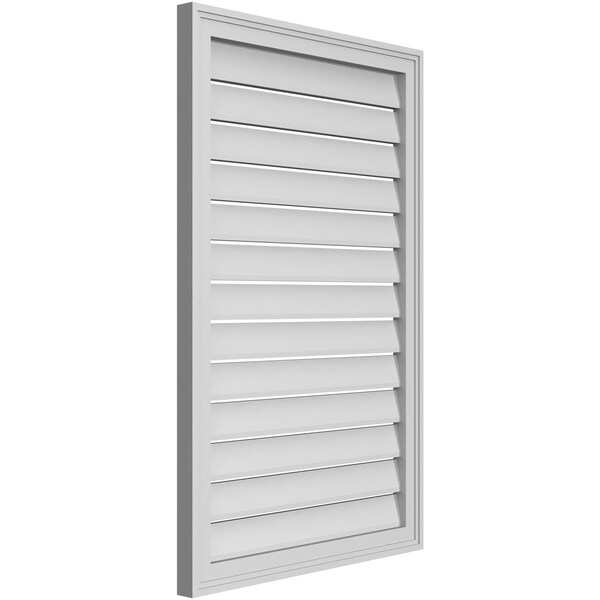 Ekena Millwork Vertical Surface Mount PVC Gable Vent: Functional, w/ 2"W x 1-1/2"P Brickmould Frame, 26"W x 40"H - GVPVE26X4002SF
