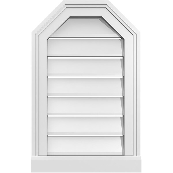 Ekena Millwork Octagonal Top Surface Mount PVC Gable Vent w/ 2"W x 2"P Brickmould Sill Frame, 14"W x 22"H - GVPOT14X2203SF