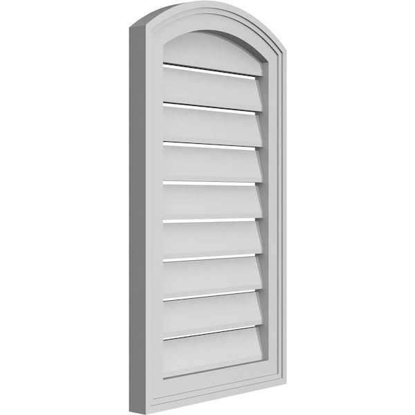 Ekena Millwork Arch Top Surface Mount PVC Gable Vent: Non-Functional, w/2"W x 1-1/2"P Brickmould Frame, 16"W x 26"H - GVPAR16X2602SN