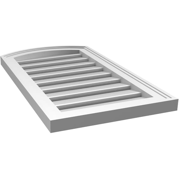 Ekena Millwork Arch Top Surface Mount PVC Gable Vent: Non-Functional, w/2"W x 1-1/2"P Brickmould Frame, 16"W x 26"H - GVPAR16X2602SN