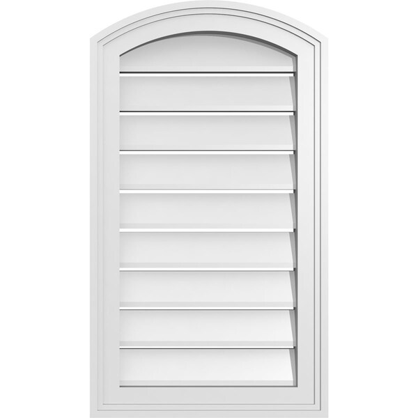 Ekena Millwork Arch Top Surface Mount PVC Gable Vent: Non-Functional, w/2"W x 1-1/2"P Brickmould Frame, 16"W x 26"H - GVPAR16X2602SN