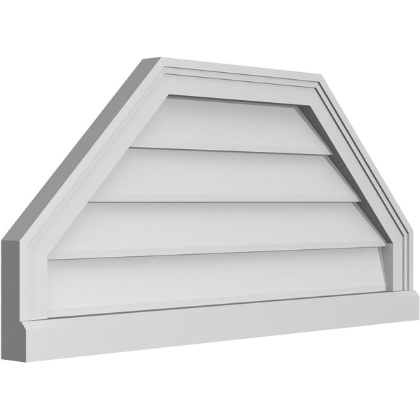 Ekena Millwork Octagonal Top Surface Mount PVC Gable Vent w/ 2"W x 2"P Brickmould Sill Frame, 34"W x 16"H - GVPOT34X1603SN