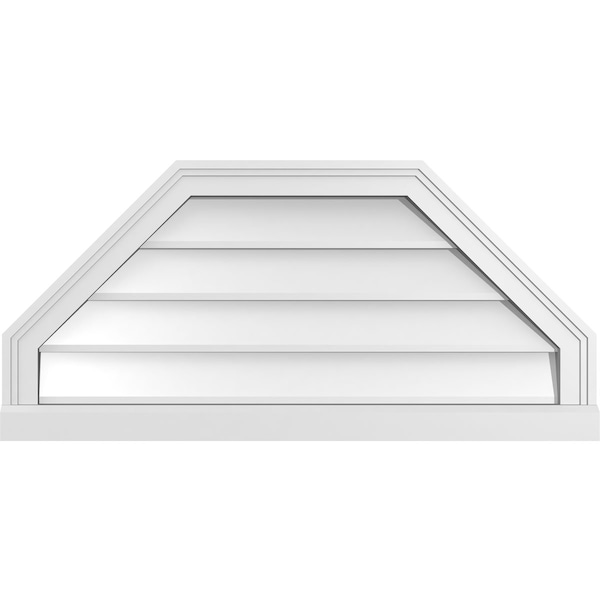 Ekena Millwork Octagonal Top Surface Mount PVC Gable Vent w/ 2"W x 2"P Brickmould Sill Frame, 34"W x 16"H - GVPOT34X1603SN