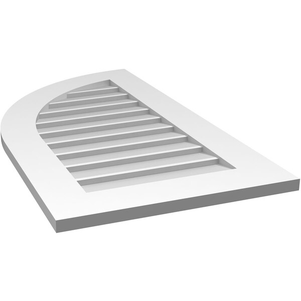 Ekena Millwork Quarter Round Top Left Surface Mount PVC Gable Vent w/ 3-1/2"W x 1"P Standard Frame, 20"W x 36"H - GVPQL20X3601SN