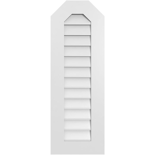 Ekena Millwork Octagonal Top Surface Mount PVC Gable Vent w/ 3-1/2"W x 1"P Standard Frame, 14"W x 40"H - GVPOT14X4001SN