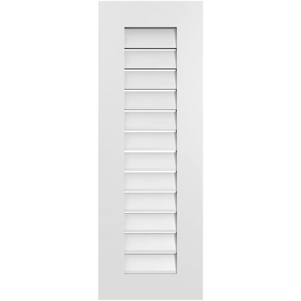 Ekena Millwork Vertical Surface Mount PVC Gable Vent: Functional, w/ 3-1/2"W x 1"P Standard Frame, 14"W x 40"H - GVPVE14X4001SF