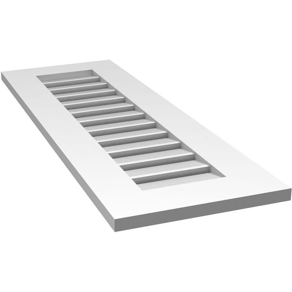 Ekena Millwork Vertical Surface Mount PVC Gable Vent: Functional, w/ 3-1/2"W x 1"P Standard Frame, 14"W x 40"H - GVPVE14X4001SF
