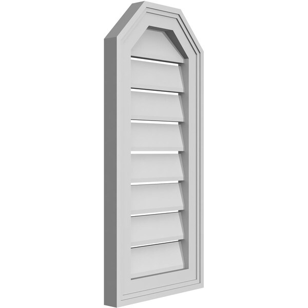 Ekena Millwork Octagonal Top Surface Mount PVC Gable Vent w/ 2"W x 1-1/2"P Brickmould Frame, 12"W x 26"H - GVPOT12X2602SF