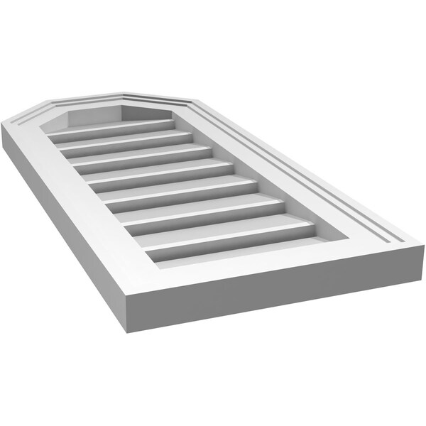 Ekena Millwork Octagonal Top Surface Mount PVC Gable Vent w/ 2"W x 1-1/2"P Brickmould Frame, 12"W x 26"H - GVPOT12X2602SF