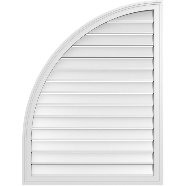 Ekena Millwork Quarter Round Top Left Surface Mount PVC Gable Vent w/ 2"W x 1-1/2"P Brickmould Frame, 32"W x 42"H - GVPQL32X4202SF