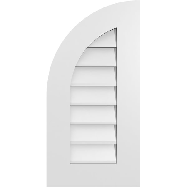 Ekena Millwork Quarter Round Top Left Surface Mount PVC Gable Vent w/ 3-1/2"W x 1"P Standard Frame, 14"W x 28"H - GVPQL14X2801SN