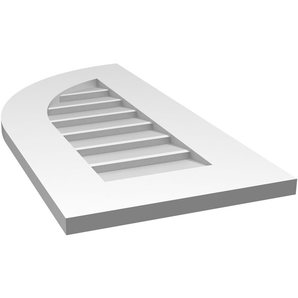 Ekena Millwork Quarter Round Top Left Surface Mount PVC Gable Vent w/ 3-1/2"W x 1"P Standard Frame, 14"W x 28"H - GVPQL14X2801SN