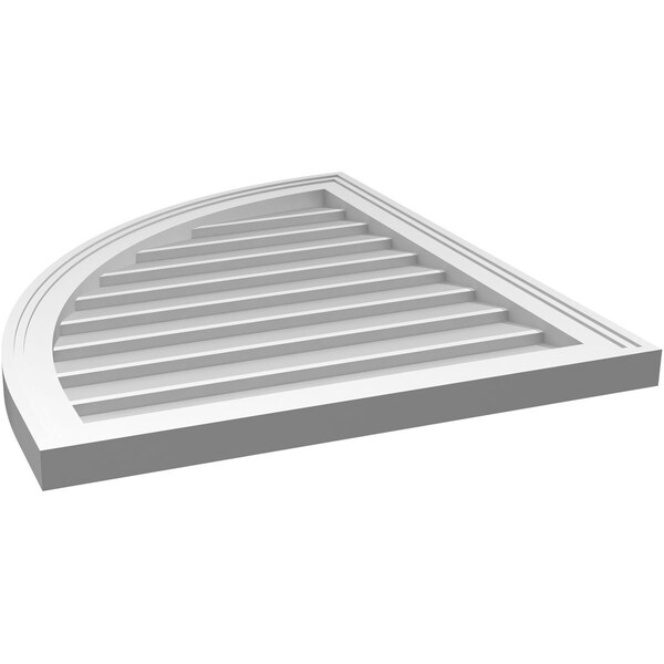 Ekena Millwork Quarter Round Top Left Surface Mount PVC Gable Vent w/ 2"W x 1-1/2"P Brickmould Frame, 24"W x 28"H - GVPQL24X2802SN