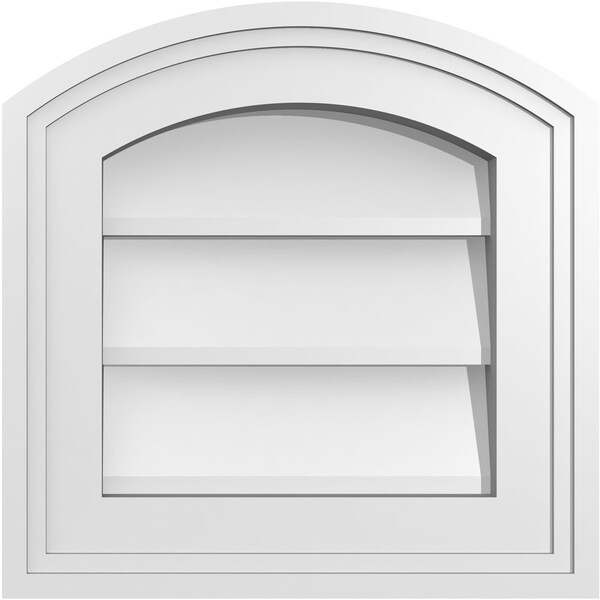 Ekena Millwork Arch Top Surface Mount PVC Gable Vent: Functional, w/ 2"W x 1-1/2"P Brickmould Frame, 12"W x 12"H - GVPAR12X1202SF