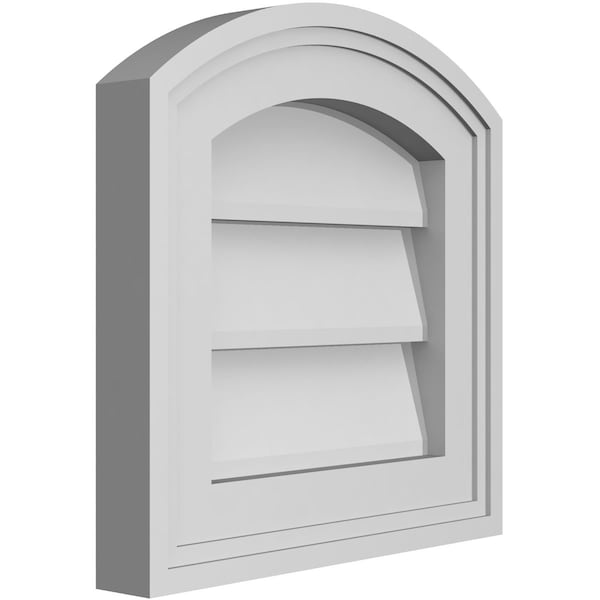 Ekena Millwork Arch Top Surface Mount PVC Gable Vent: Functional, w/ 2"W x 1-1/2"P Brickmould Frame, 12"W x 12"H - GVPAR12X1202SF
