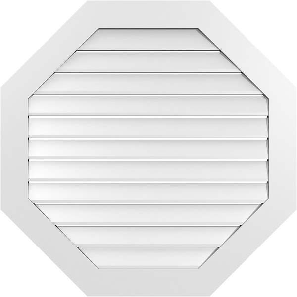Ekena Millwork Octagonal Surface Mount PVC Gable Vent: Functional, w/ 3-1/2"W x 1"P Standard Frame, 38"W x 38"H - GVPOC38X3801SF