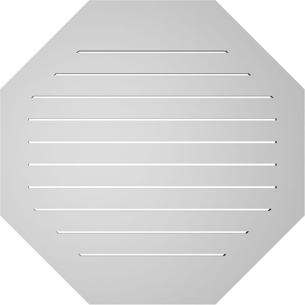 Ekena Millwork Octagonal Surface Mount PVC Gable Vent: Functional, w/ 3-1/2"W x 1"P Standard Frame, 38"W x 38"H - GVPOC38X3801SF