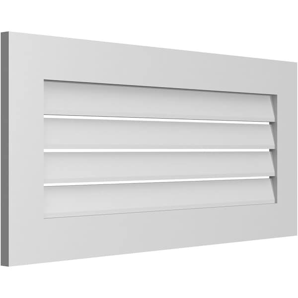 Ekena Millwork Vertical Surface Mount PVC Gable Vent: Functional, w/ 3-1/2"W x 1"P Standard Frame, 38"W x 18"H - GVPVE38X1801SF