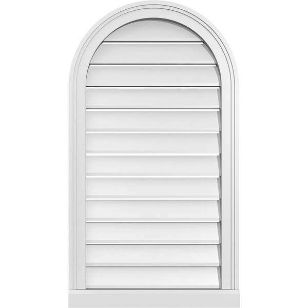 Ekena Millwork Round Top Surface Mount PVC Gable Vent: Functional, w/ 2"W x 2"P Brickmould Sill Frame, 20"W x 36"H - GVPRT20X3603SF