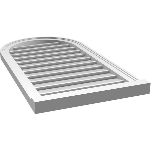 Ekena Millwork Round Top Surface Mount PVC Gable Vent: Functional, w/ 2"W x 2"P Brickmould Sill Frame, 20"W x 36"H - GVPRT20X3603SF