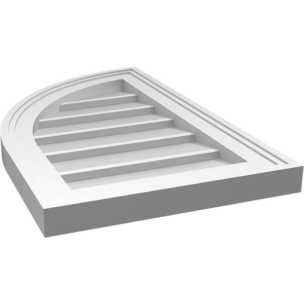 Ekena Millwork Quarter Round Top Left Surface Mount PVC Gable Vent w/ 2"W x 1-1/2"P Brickmould Frame, 14"W x 22"H - GVPQL14X2202SN