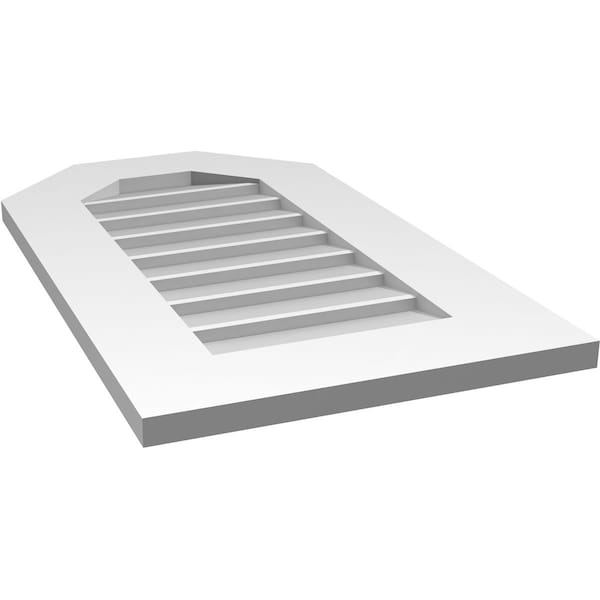 Ekena Millwork Octagonal Top Surface Mount PVC Gable Vent w/ 3-1/2"W x 1"P Standard Frame, 16"W x 28"H - GVPOT16X2801SN