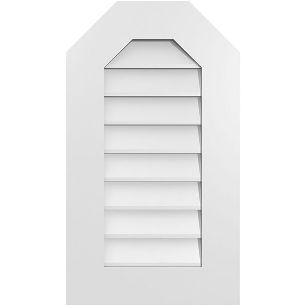 Ekena Millwork Octagonal Top Surface Mount PVC Gable Vent w/ 3-1/2"W x 1"P Standard Frame, 16"W x 28"H - GVPOT16X2801SN