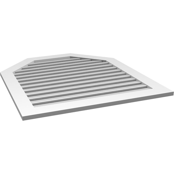 Ekena Millwork Octagonal Top Surface Mount PVC Gable Vent: Functional, w/ 3-1/2"W x 1"P Standard Frame, 38"W x 42"H - GVPOT38X4201SF