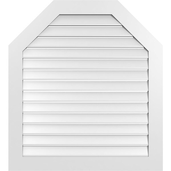Ekena Millwork Octagonal Top Surface Mount PVC Gable Vent: Functional, w/ 3-1/2"W x 1"P Standard Frame, 38"W x 42"H - GVPOT38X4201SF