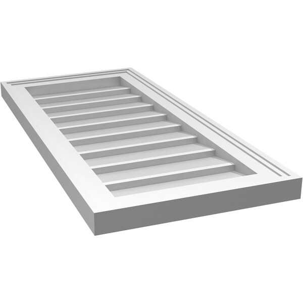 Ekena Millwork Vertical Surface Mount PVC Gable Vnt: Non-Functional, w/2"W x 1-1/2"H, Brickmould Frame, 14"W x 30"H - GVPVE14X3002SN