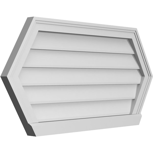 Ekena Millwork Half Round Surface Mount PVC Gable Vent w/ 2"W x 2"P Brickmould Sill Frame, 36"W x 18"H - GVPHR36X1803SN