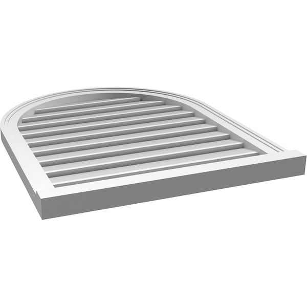 Ekena Millwork Round Top Surface Mount PVC Gable Vent: Functional, w/ 2"W x 2"P Brickmould Sill Frame, 26"W x 32"H - GVPRT26X3203SF