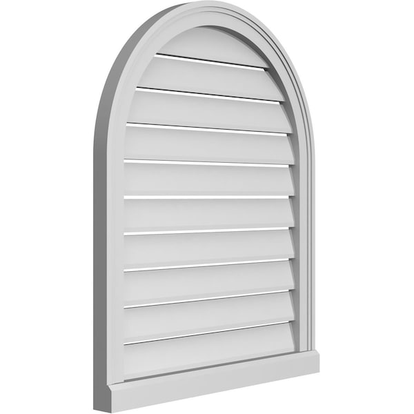 Ekena Millwork Round Top Surface Mount PVC Gable Vent: Functional, w/ 2"W x 2"P Brickmould Sill Frame, 26"W x 32"H - GVPRT26X3203SF