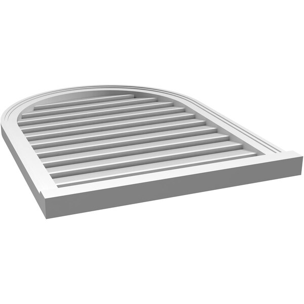 Ekena Millwork Round Top Surface Mount PVC Gable Vent: Functional, w/ 2"W x 2"P Brickmould Sill Frame, 26"W x 34"H - GVPRT26X3403SF