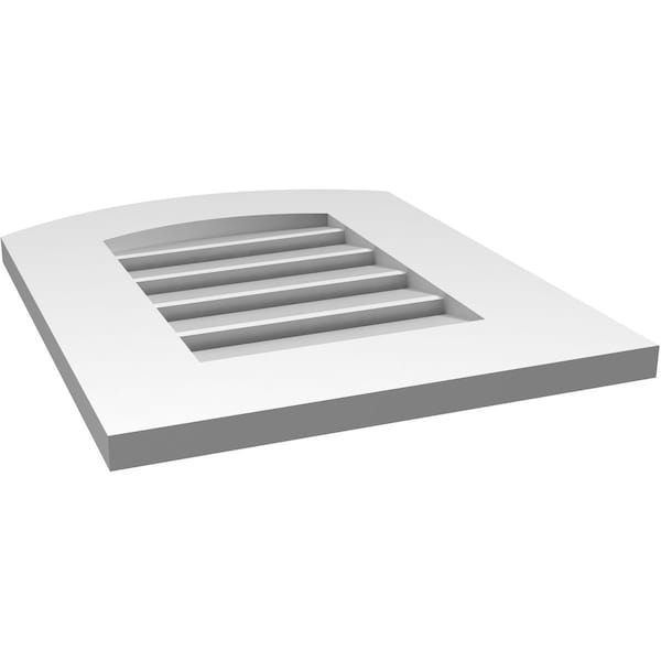 Ekena Millwork Arch Top Surface Mount PVC Gable Vent: Non-Functional, w/ 3-1/2"W x 1"P Standard Frame, 16"W x 18"H - GVPAR16X1801SN