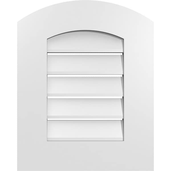 Ekena Millwork Arch Top Surface Mount PVC Gable Vent: Non-Functional, w/ 3-1/2"W x 1"P Standard Frame, 16"W x 18"H - GVPAR16X1801SN