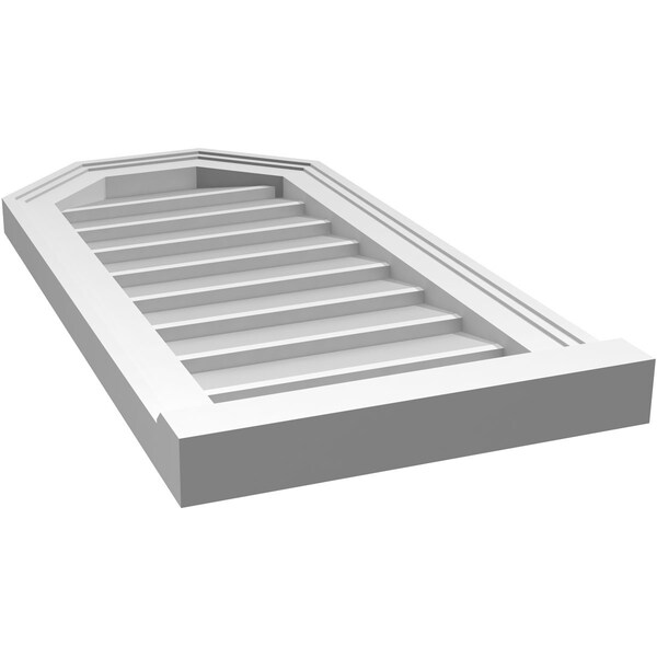 Ekena Millwork Octagonal Top Surface Mount PVC Gable Vent w/ 2"W x 2"P Brickmould Sill Frame, 14"W x 28"H - GVPOT14X2803SN