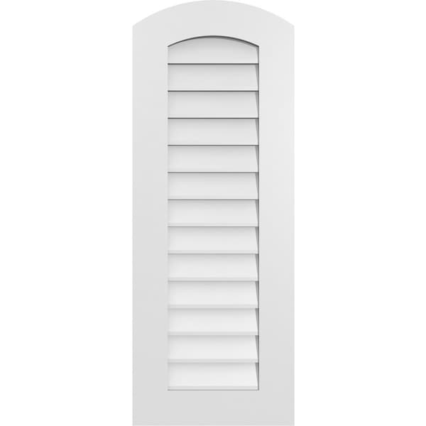 Ekena Millwork Arch Top Surface Mount PVC Gable Vent: Functional, w/ 3-1/2"W x 1"P Standard Frame, 16"W x 42"H - GVPAR16X4201SF